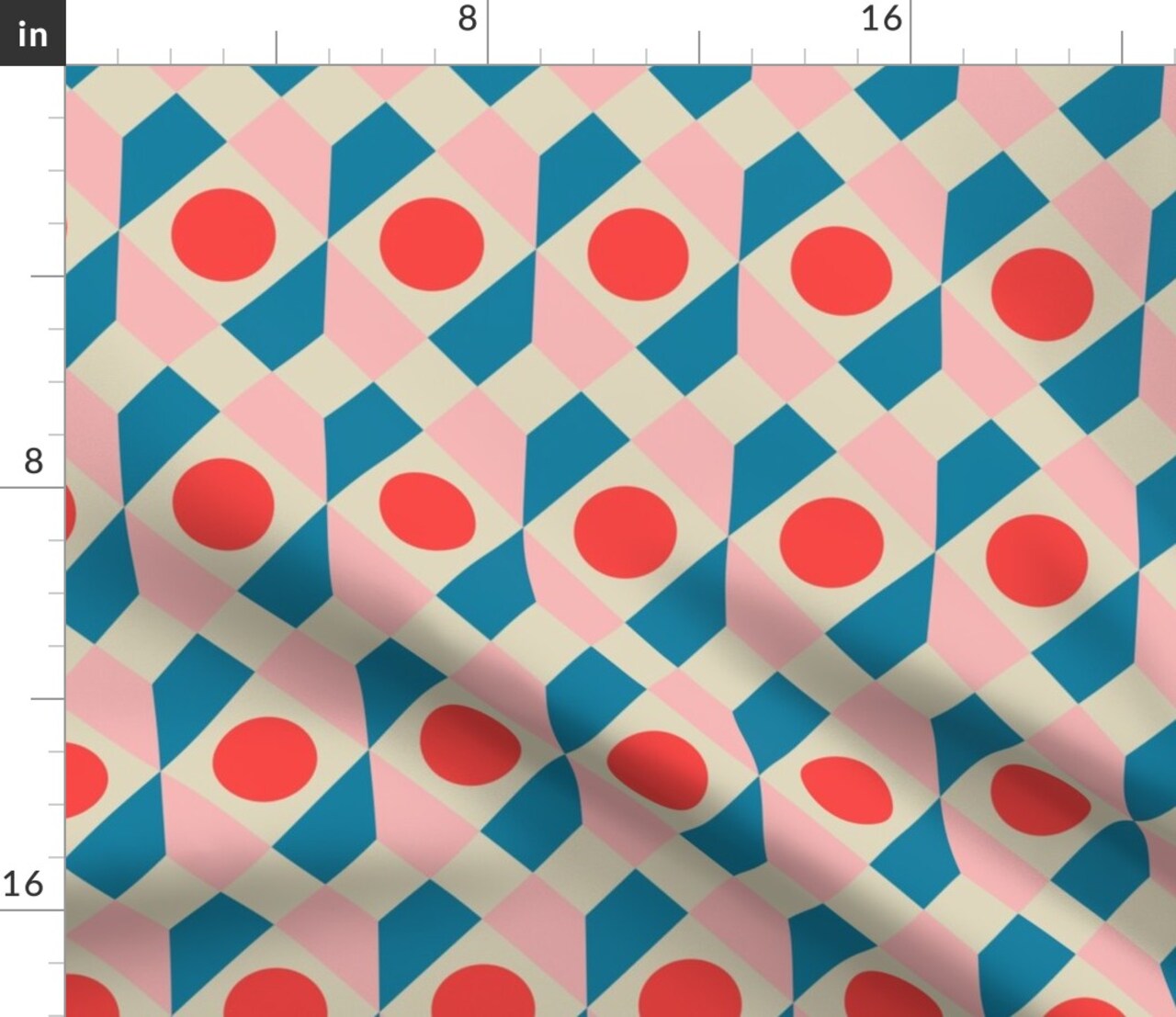 Geometric Abstract Bold Shapes Blue Red Pink Circle Square Custom Printed Fabric by Spoonflower Various Fabrics by the Yard or Fat Quarter